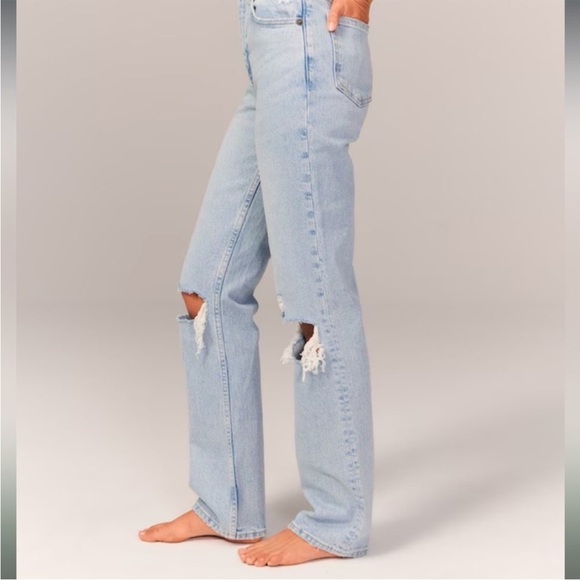 Abercrombie & Fitch The 90's Straight Ultra High Rise Light Wash sz 10 R - Picture 3 of 9